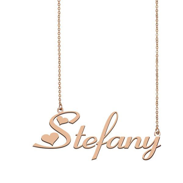 

stefany name necklace custom nameplate pendant for women girls birthday gift kids friends jewelry 18k gold plated stainless steel, Silver