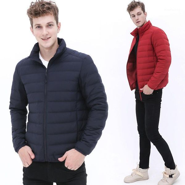 

2020 lightweight down jacket autumn and winter new men's stand collar short thin lightweight youth winter clothing large size ca1, Black