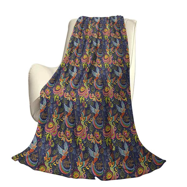 

cartoon style abstract birds with floral arrangement traditional polka dots foliageoffice leisure blankets