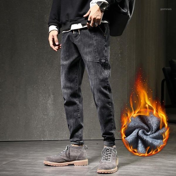 

men's jeans winter gray youth trousers mid-rise tapered autumn overalls pantalon hombre casual hommes la ropa de los hombres1, Blue