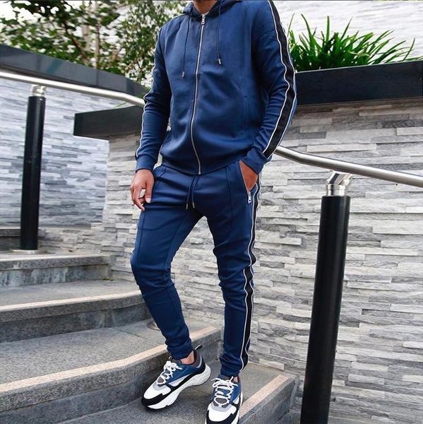 

running sets men's hoodie+pants 2 pieces autumn tracksuit men sweatshirt sports set gym clothes sport suit hoodie suit1, Black;blue