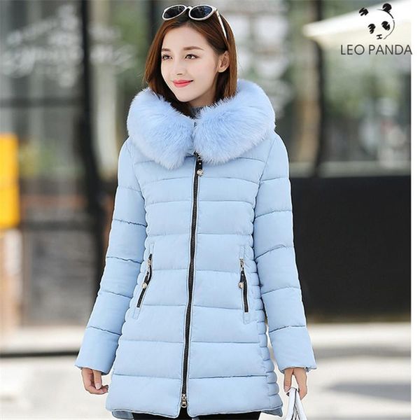 

winter jacket women 2019 female coat hooded slim outwear woman long parka faux fur cotton padded abrigos mujer invierno1, Black