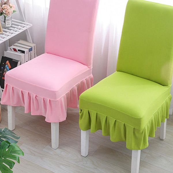 

chair covers spandex stretch half skirt cover anti-dirty solid slipcover elastic pleated covering seat dining room decor
