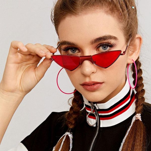 

sunglasses cat eye metal triangle trend ins same style men and women shows fashion personality, White;black