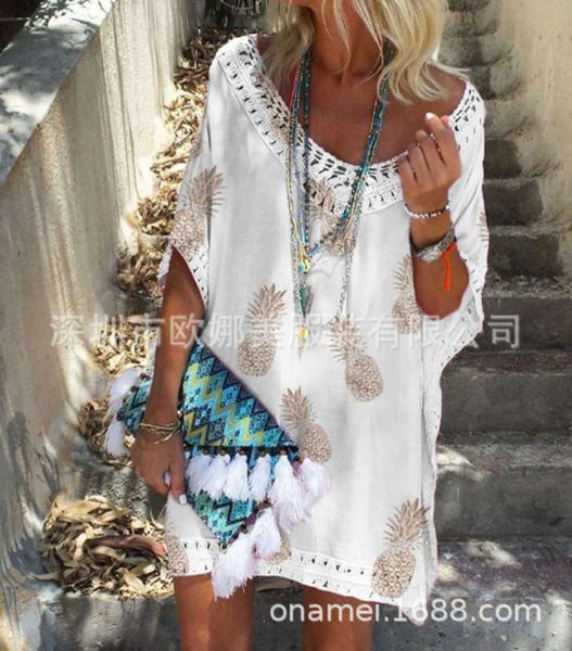 

sleeve summer lace 2020 v-neck short patchwork dress 928#, Black;gray