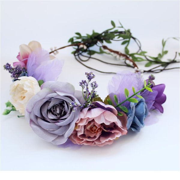 

women rose flower wreath hairband wedding bridal headdress flower hair accessories wedding flower crown garlands girl's qylizl