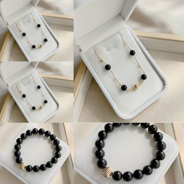 

14k gold wrapped natural lovers bracelet a pair obsidian obsidianbracelet obsidian of minority design sense ins cool wind simple student gif, Golden;silver