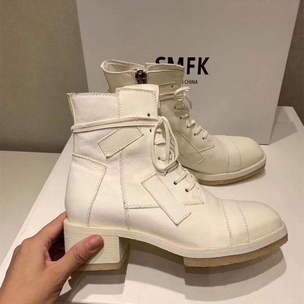 

boots women's autumn / winter europe station leather thick heel fashion casual injured, Black