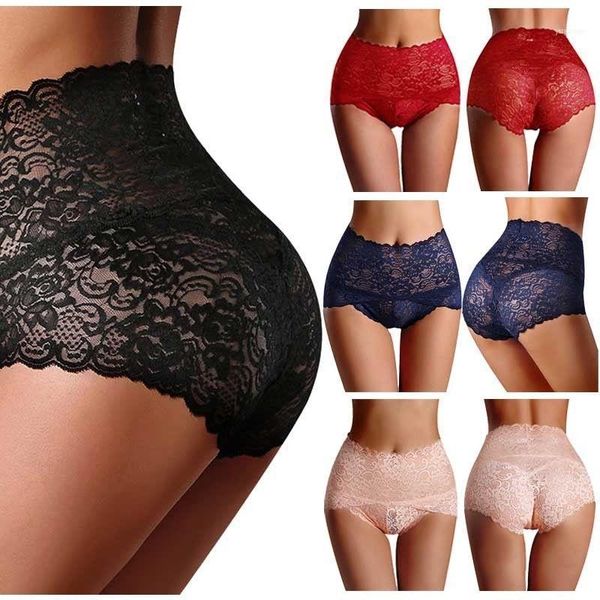 

2020 new women thong high waist knicker lingerie lace floral brief panties underwear color new11, Black;pink