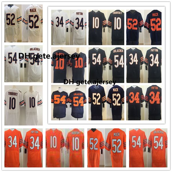 

elite chicago bears mens 10 mitchell trubisky football jerseys 52 khalil mack 34 walter payton 54 brian urlacher stitched shirt blue, Black;red