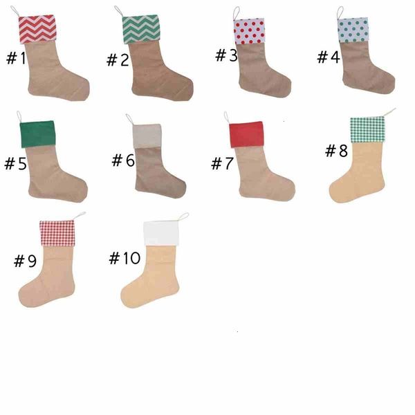 

30*45cm stocking christmas gift xmas 10 styles plain burlap decorative socks bags zza2470 sea shipping 393p