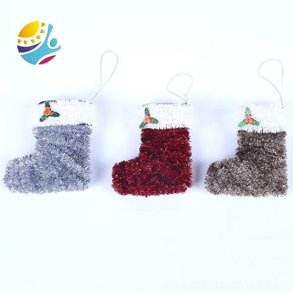 

p8rub decorations thickened pet aluminum sockssocks paper christmas christmas foil plush size one santa claus socks o1ooc