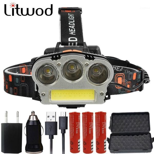 

led headlamp head lamp headlight switch model lanterna 3x xm xhp70 bulbs litwod 3*18650 battery 30w lithium ion t61
