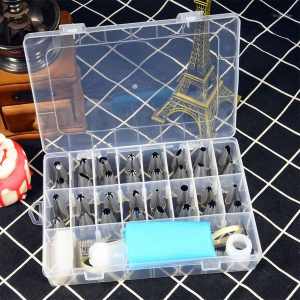 

baking & pastry tools 41pcs/set confectionery cake silicone icing piping cream bag stainless steel nozzle set diy decorating tips1