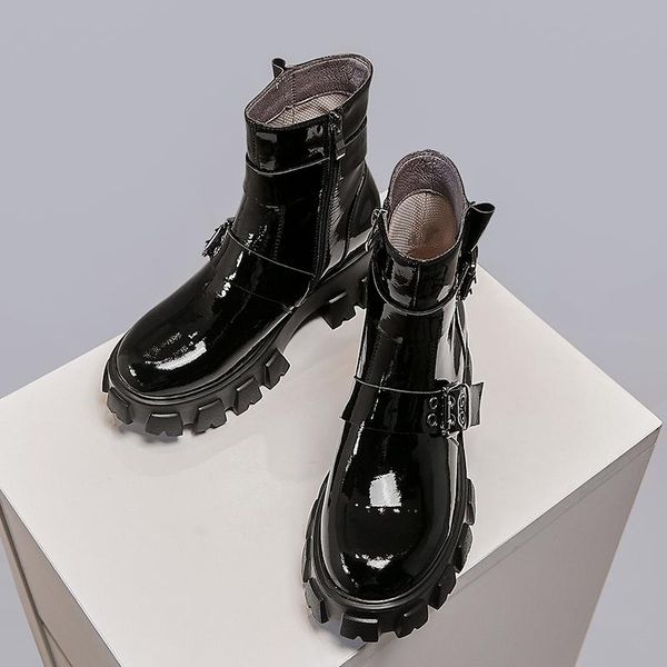 

2020 new fashion women ankle boots punk shoes female night club shoes woman autumn winter genuine leather platforms riding boots, Black