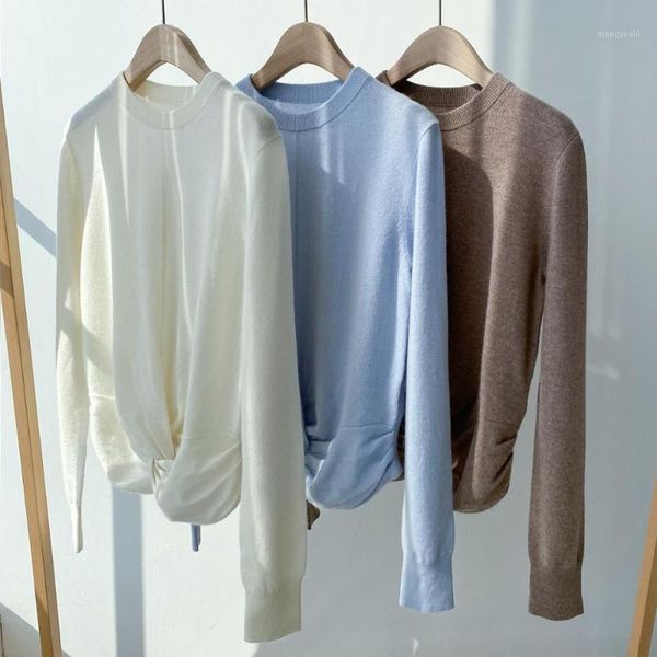 

three colors sweater women 100% cashmere irregular hem o-neck ladies thin knit pullover1, White;black