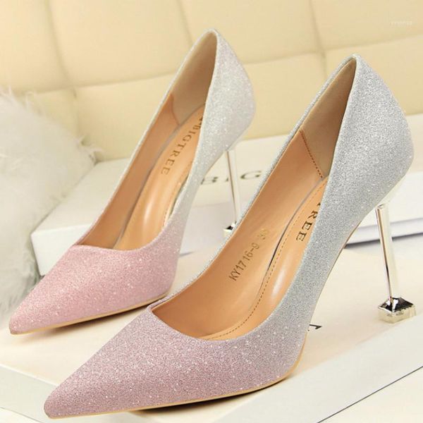 

dress shoes women pumps fashion gradient color high heels single female spring summer wedding party woman g4-291, Black