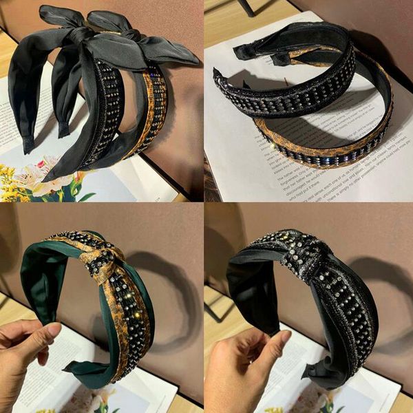 

мода винтаж простые стили bowknot оголовье обрабатывает письма печать завязанные широкие красивые парикмахерские очаровательные дамы кристал, Black;brown