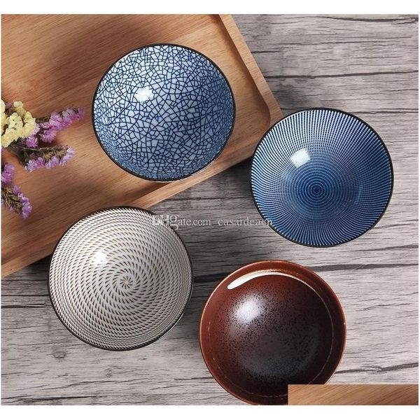 

japanese ceramic bowl set of 4 vintage ceramic footed bowls for rice soup noodle crack stone ring line fo jlllgj lajiaoyard
