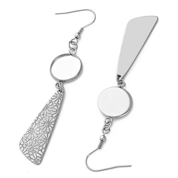 

6pcs stainless steel earring hooks cabochon cameo tray settings earring blank base 10 12 14 16 18 20 25mm supplies for h wmtbne, Black