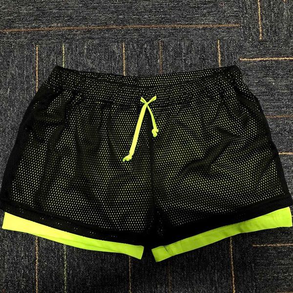 

women's mesh sports with drawstring training fitness casual loose shorts, White;black