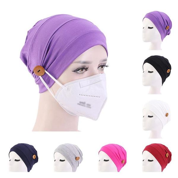 

new elastic turban muslim headscarf with button hat women headscarf bonnet inner hijabs cap muslim hijab f wmtrfa footballshoe, Blue;gray
