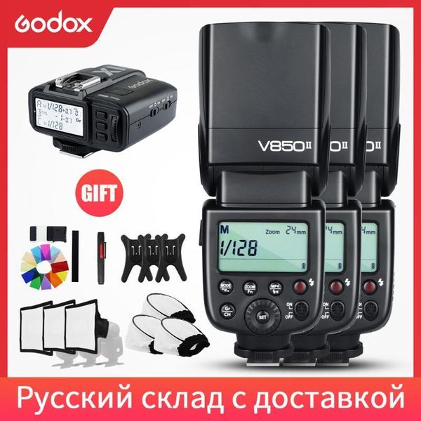 

dhl 3x godox v850ii 2.4g gn60 wireless x system li-ion battery speedlite +x1t transmitter1