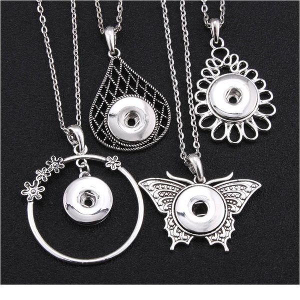 

boom life snap jewelry metal butterfly snap button necklaces 18mm snap pendant necklace for women girls diy bbyhwp, Silver