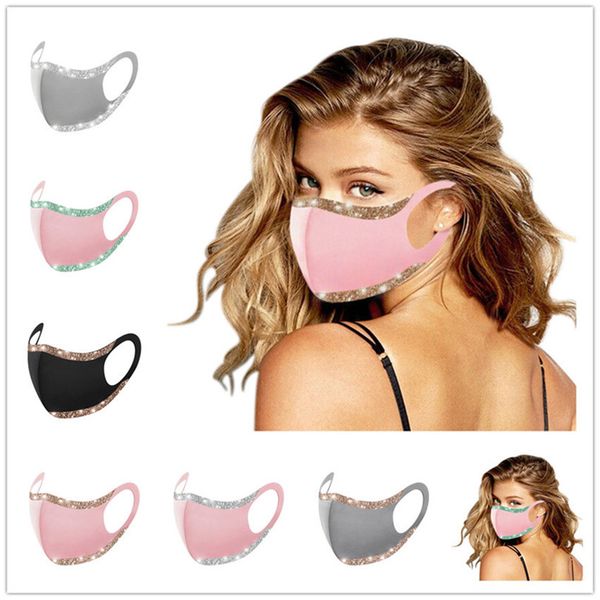 

bling bling блеск маски для лица маски твердого цвета защитные моющийся многоразовый ушного mouth велоспорт пыле party club маска обложка f1