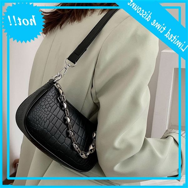 

vintage alligator baguette shape tas luxury leather handbag 2021 new mode shoulders womens messenger crossbody cups