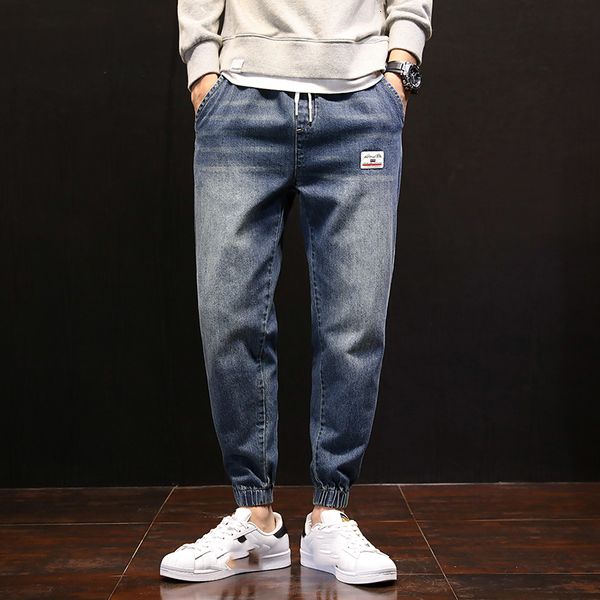 

2021 new hip hop design brand jeans for men's straight fashion distressed moto bike vintage jean plus oversize 5rdb, Blue