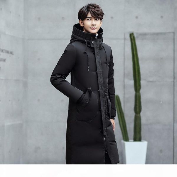 

2017 winter men's hooded 80% white duck down down jacket men's trench coat jackets down coats long style zipper big size m-3xl l18, Black