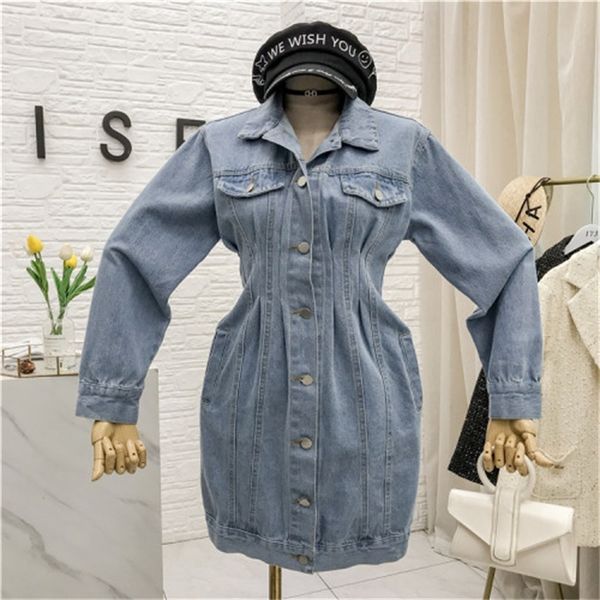

2021 new retro age-reducing denim dress female spring new temperament waist student was thin short xle7, Black;gray