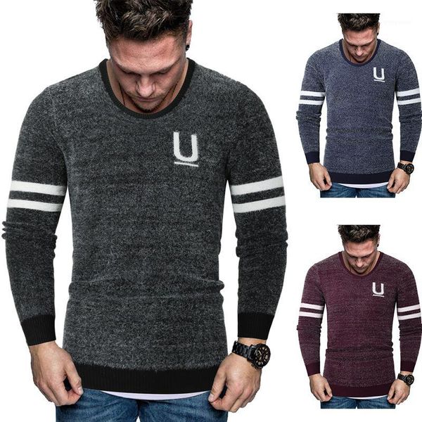 

2020 men cotton casual sweater o-neck patchwork pullover print letter long sleeve clothing slim fit dropshopping1, White;black