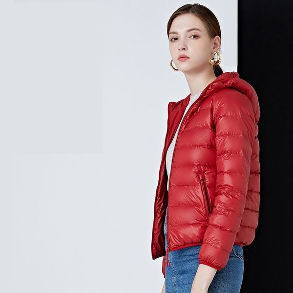 

2021 new 4xl women's jackets ultra light duck down women lightweight coat hooded female windbreaker parka plus coats f1e1, Black