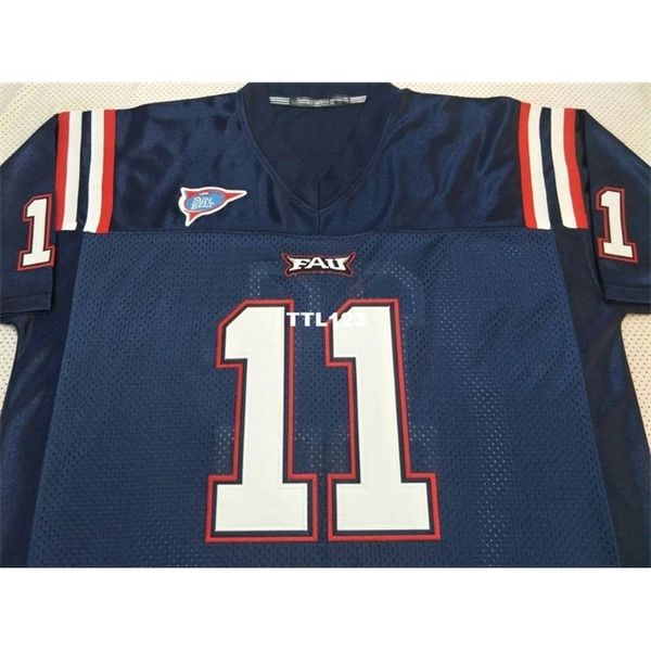 

custom 3740 florida atlantic owls fau r.smith #11 real full embroidery college jersey size s-4xl or custom any name or number jersey, Black