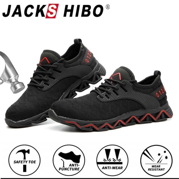 JACKSHIBO All Season Work For Anti-Smashing Steel Toe Men Construction Shoes Safety Boots Sneakers Y200915