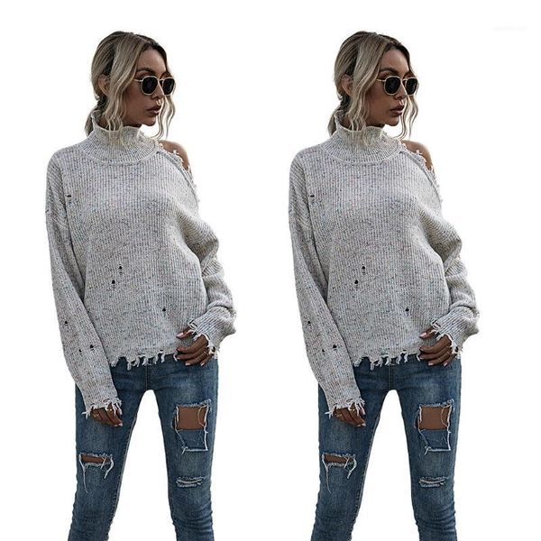 

women long sleeve knitted sweater strapless turtleneck loose pullover tunic female autumn winter outwear1, White;black