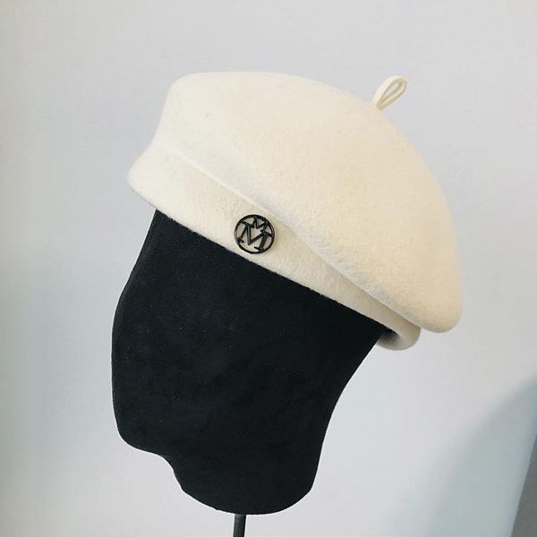 

new classic ladies берет boina hat fancy шерсть войлок hat теплая зима cap белый черный женщины fedoras чародей skullies шапочки, Blue;gray