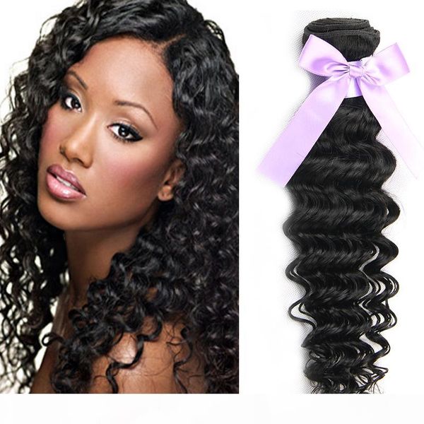 

virgin brazilian deep curly virgin hair extensions brazilian deep wave 3 or 4 bundles peruvian indian human hair weave bundles, Black