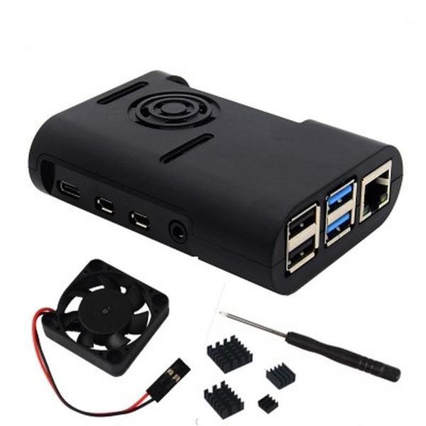 

lapcooling pads raspberry pi 4 case black with fan, heatsink for model b, 4b1