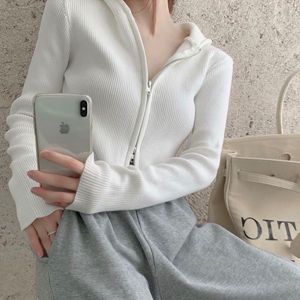 

autumn 2020 new hooded short long sleeve with slim sweater for women