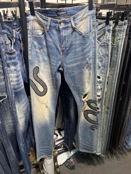 

hk091006 fashion men's jeans 2020 runway luxury european design party style men's clothing1, Blue