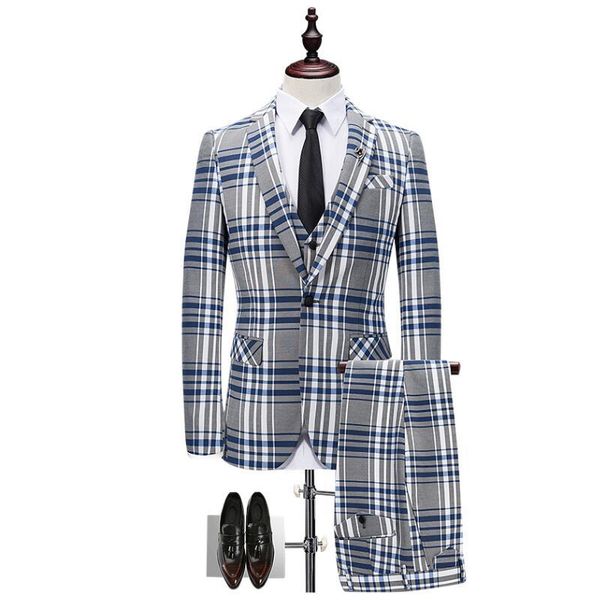 

2021 new men's striped suit 3 piece set, fashion business slim suit jacket, banquet wedding host dress, White;black