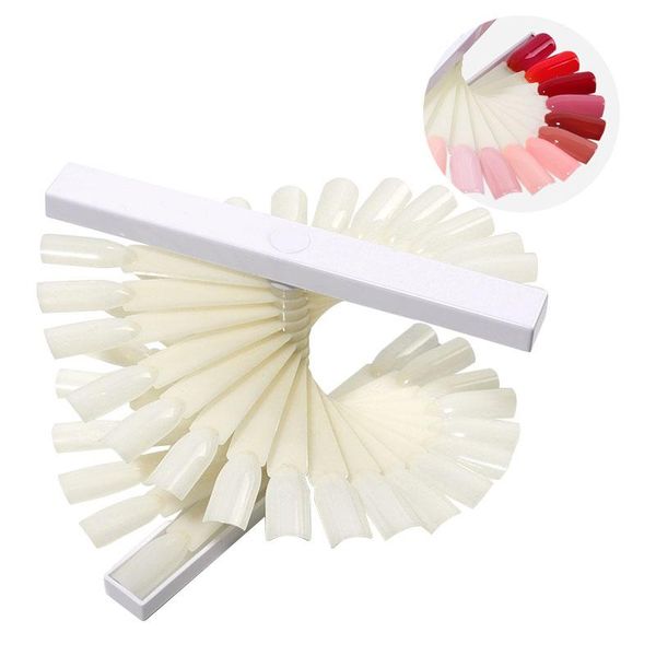 

false nails 24/36pcs spiral nail tips display fan/umbrella showing shelf mold art color card polish practice board manicure tools, Red;gold
