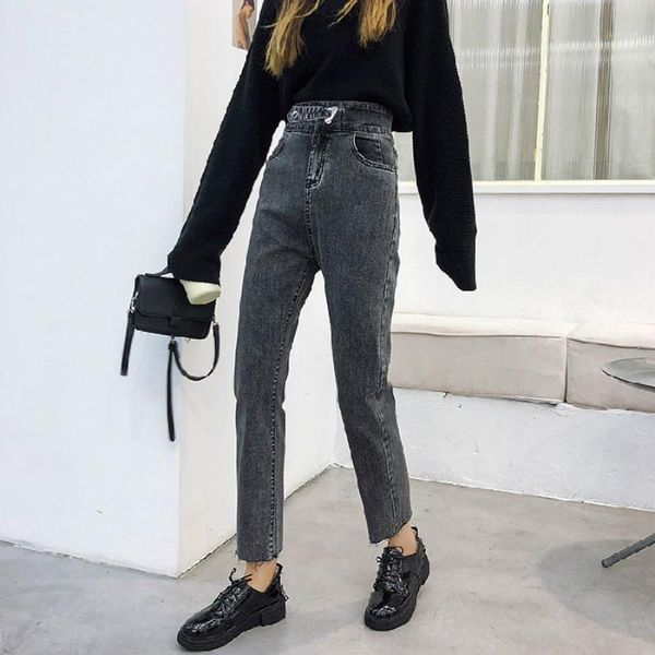 

high waisted pants denim jeans woman blue gray black straight jeans for women vintage casual pantalon jean femmes 20201