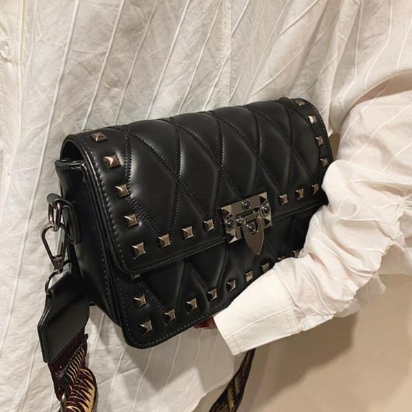 

cross body rivet square crossbody bag 2021 fashion high-quality pu leather women's designer handbag lattice shoulder messenger