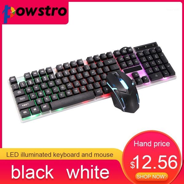 

new led pc gamer gaming keyboard and mouse combo 2.4g keyboard gamer gaming set wired ergonomic for lap