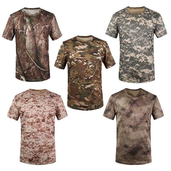 

outdoor t-shirts hunting camouflage t-shirt men breathable combat t shirt dry sport camo camp tees-acu green xl, Gray;blue