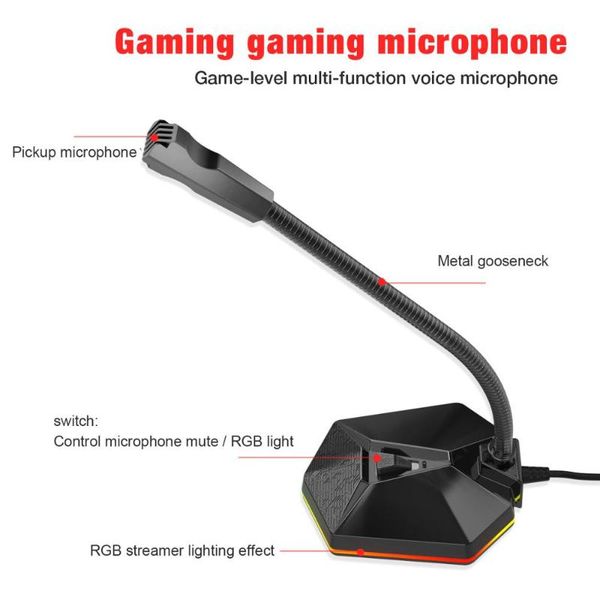 

computer microphone 360Â° omnidirectional pickup rgb breathing lighthd usb microphone for voice video chat conference lecture